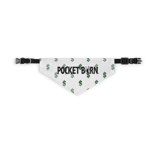 Pocket Burn Money Sign Pet Bandana Collar in White